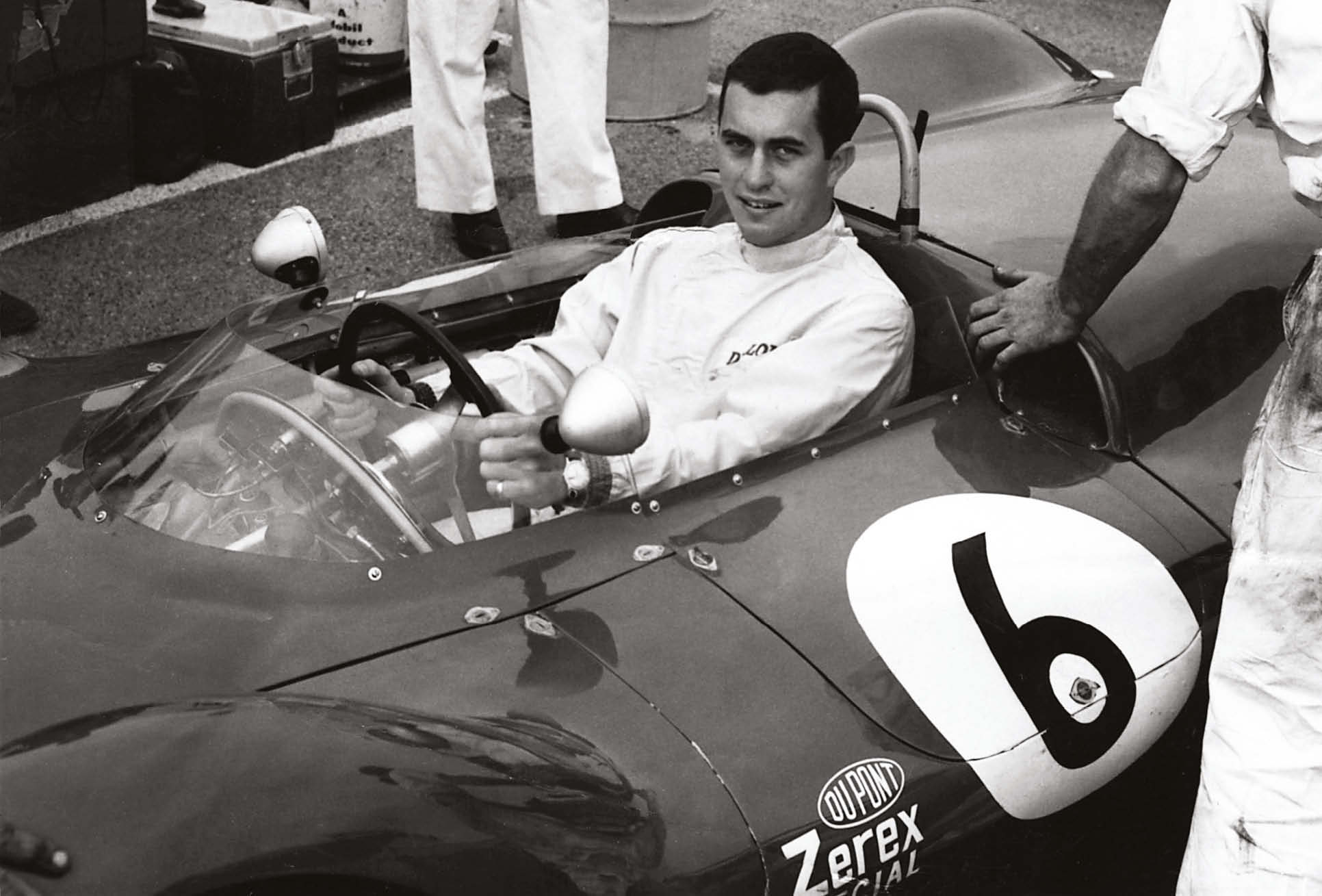 Helio Castroneves, left, scored an Indy 500 hat-trick for Penske, winning in 2001, ’02 and ’09. Above, Penske at the wheel of the Zerex Special