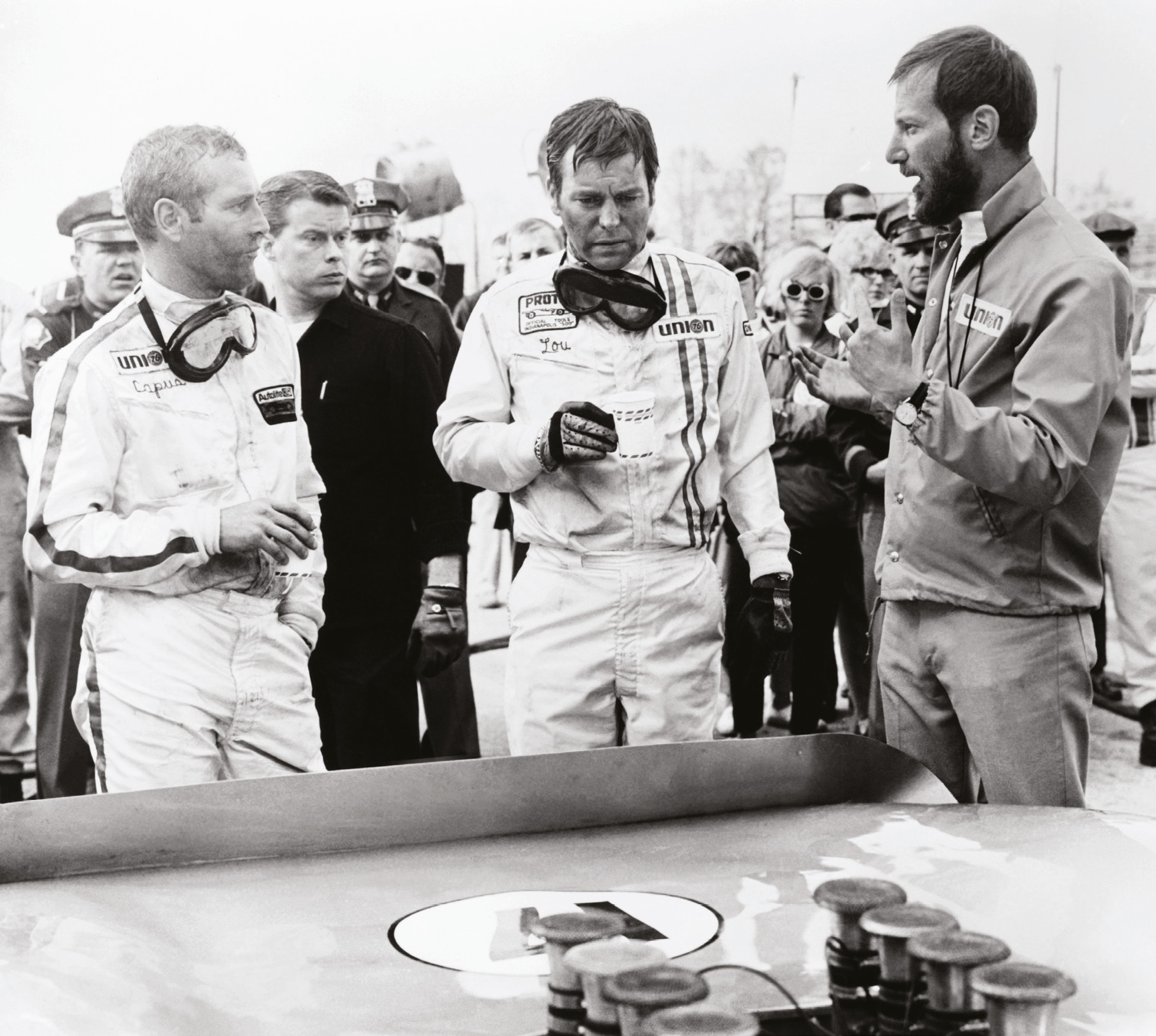 From the left, Paul Newman and Robert Wagner on the set of Winning, with the movie’s director James Goldstone