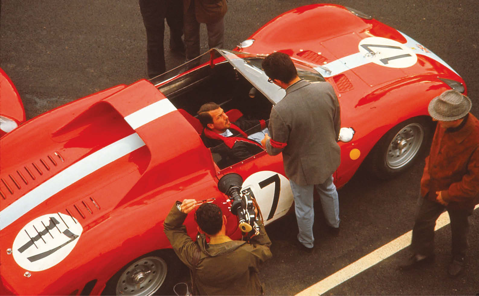 Jo Bonnier at the wheel of the Ferrari 365P2 he shared with David Piper. They dropped out with ignition problems