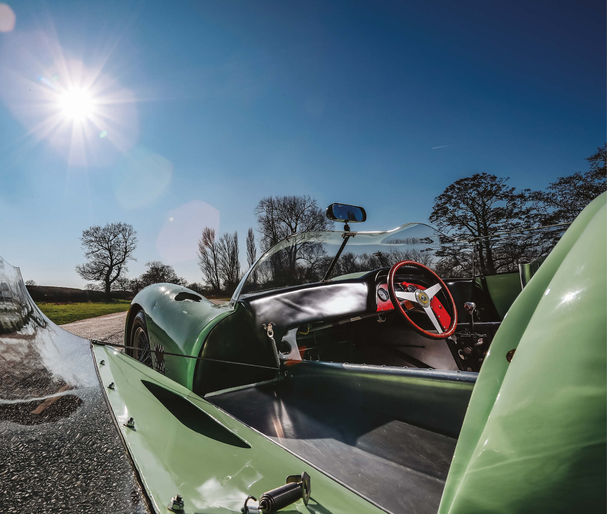 The restoration keeps period features like the steering wheel and gearknob