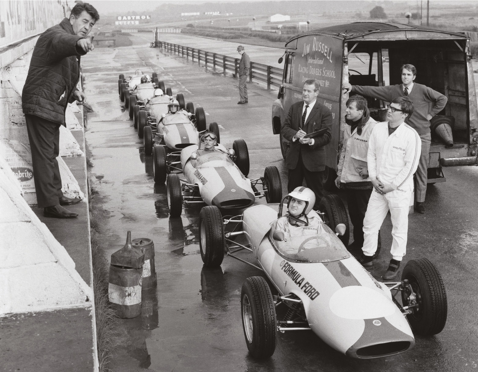 Mark Cole, pictured here in the fourth car back, recounts his memories of Jim Russell’s school in 1967