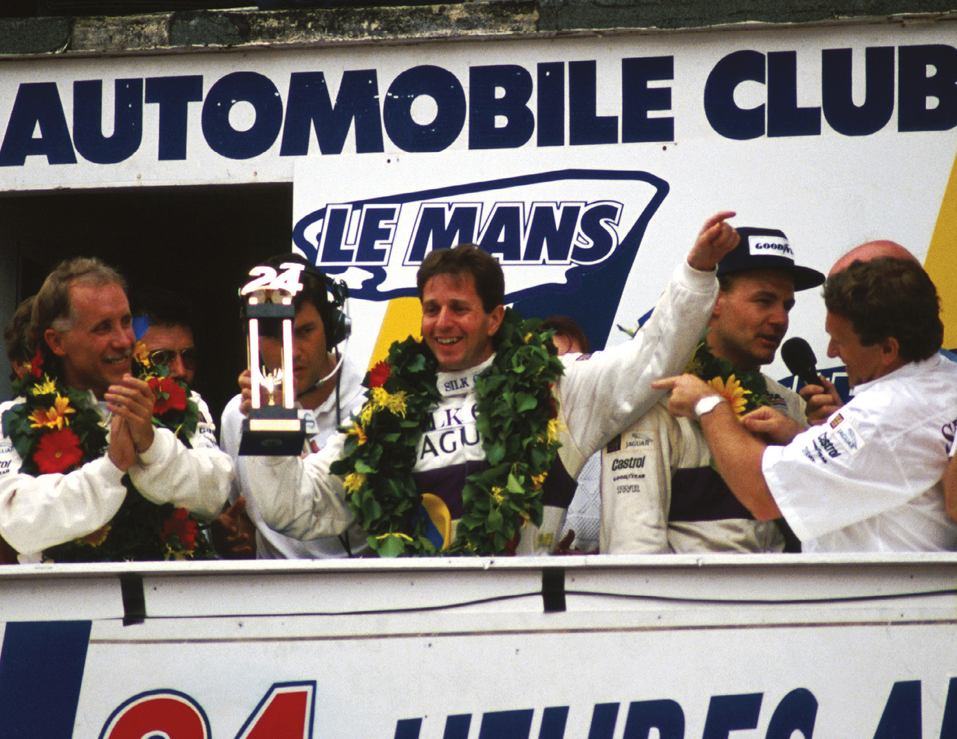 Price Cobb (left), Brundle and John Nielsen celebrate their win... Eliseo Salazar didn’t