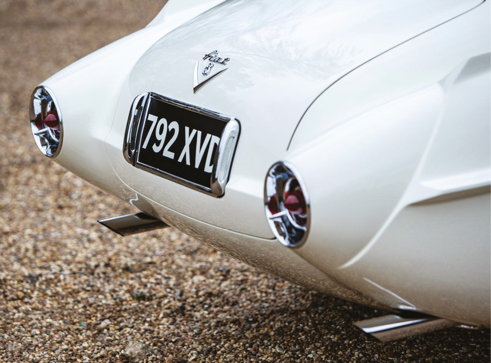 ‘Afterburner’ rear lights add a lovely touch to the swooping rear bodywork on the Fiat 8V