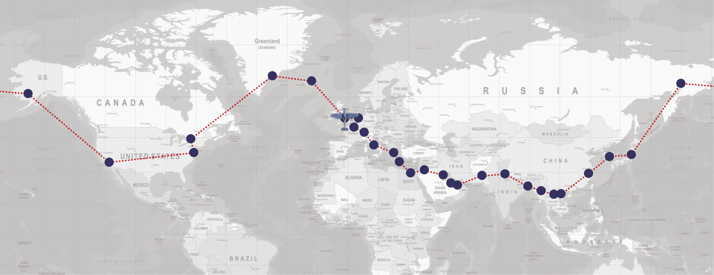 The planned route for the journey