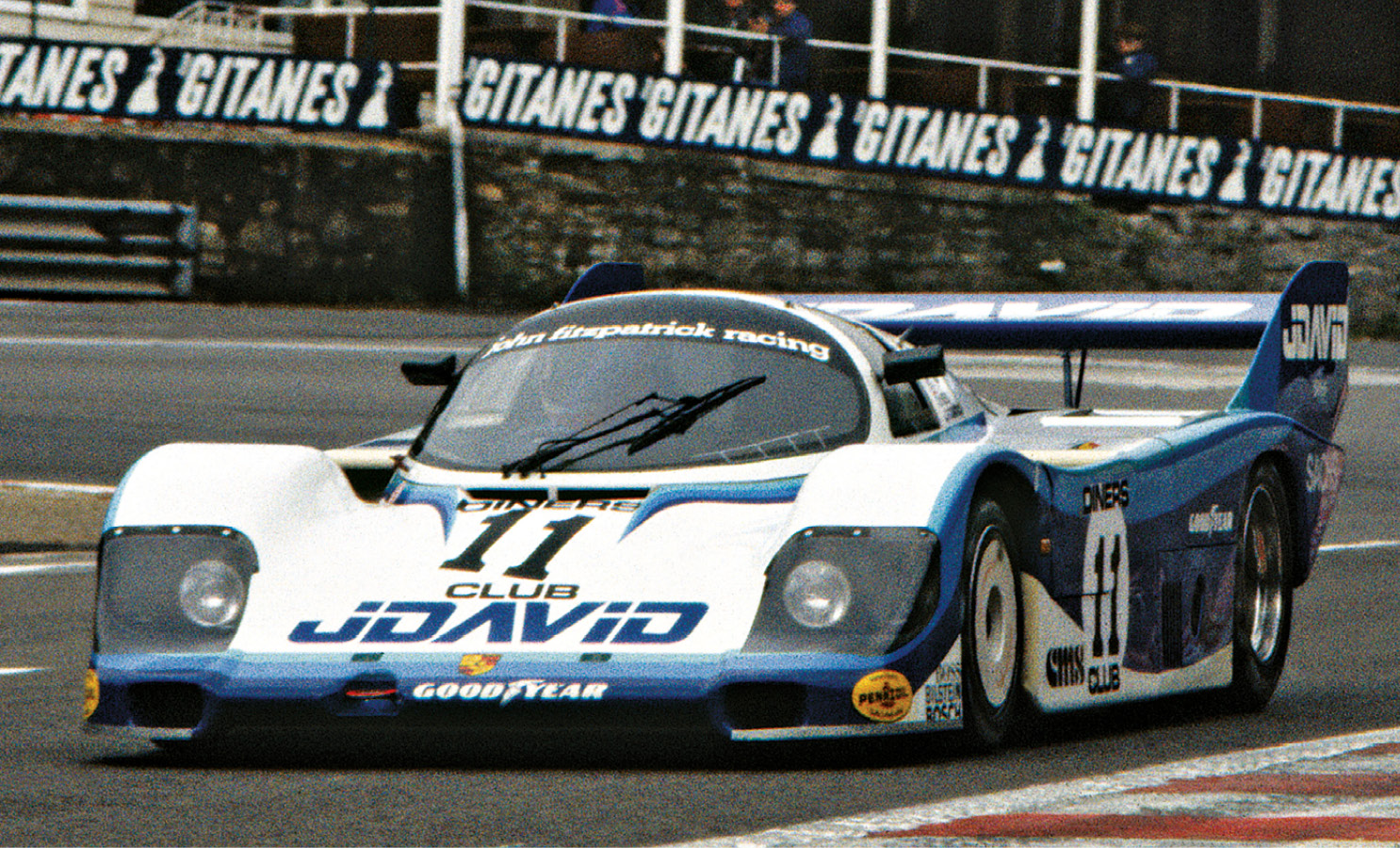 John Fitzpatrick and David Hobbs on their way to third in the 1983 WEC race at Spa in a 956