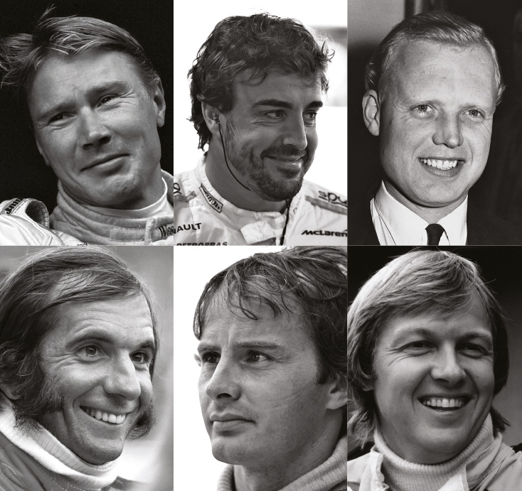 F1 nominees include Mika HAkkinen. Fernando Alonso, Mike Hawthorn, Emerson Fittipaldi, Gilles Villeneuve and Ronnie Peterson