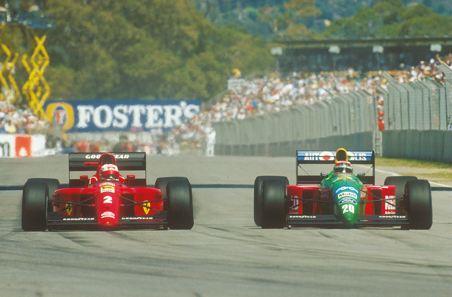 Rivals whether team-mates or not. Mansell and Piquet traded places on track and verbal insults off it. This is 1990, with Mansell in the Ferrari and Piquet with Benetton