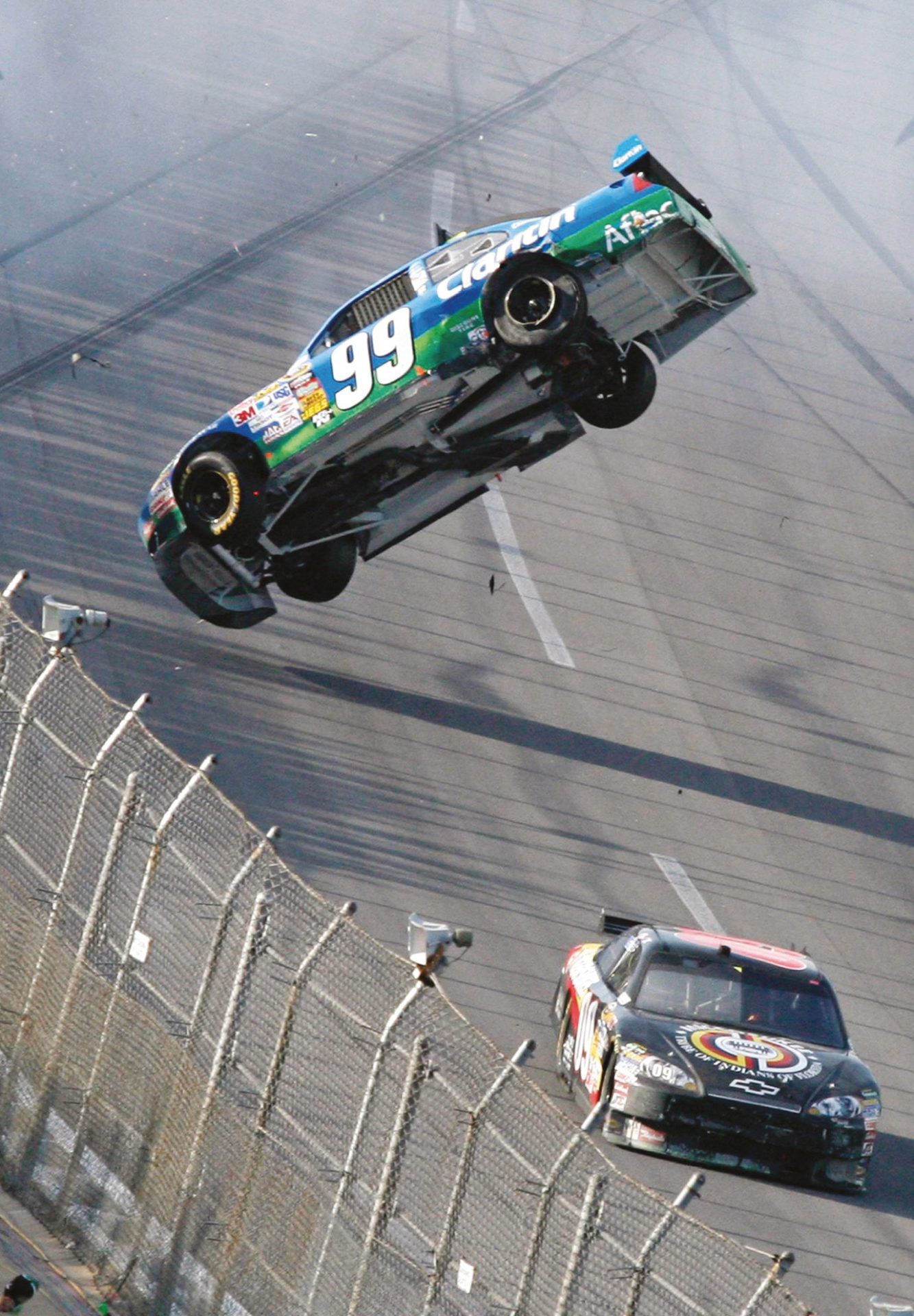 Edwards takes an unscheduled flight after last-lap contact with Keselowski at Talladega in 2009