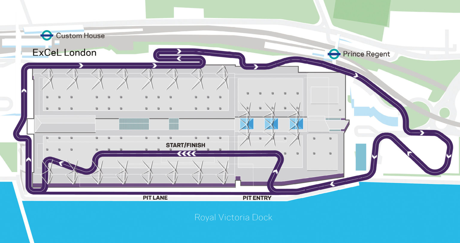 The double-header season finale in London will be held on a track that runs both around and through the ExCel arena in the Docklands area