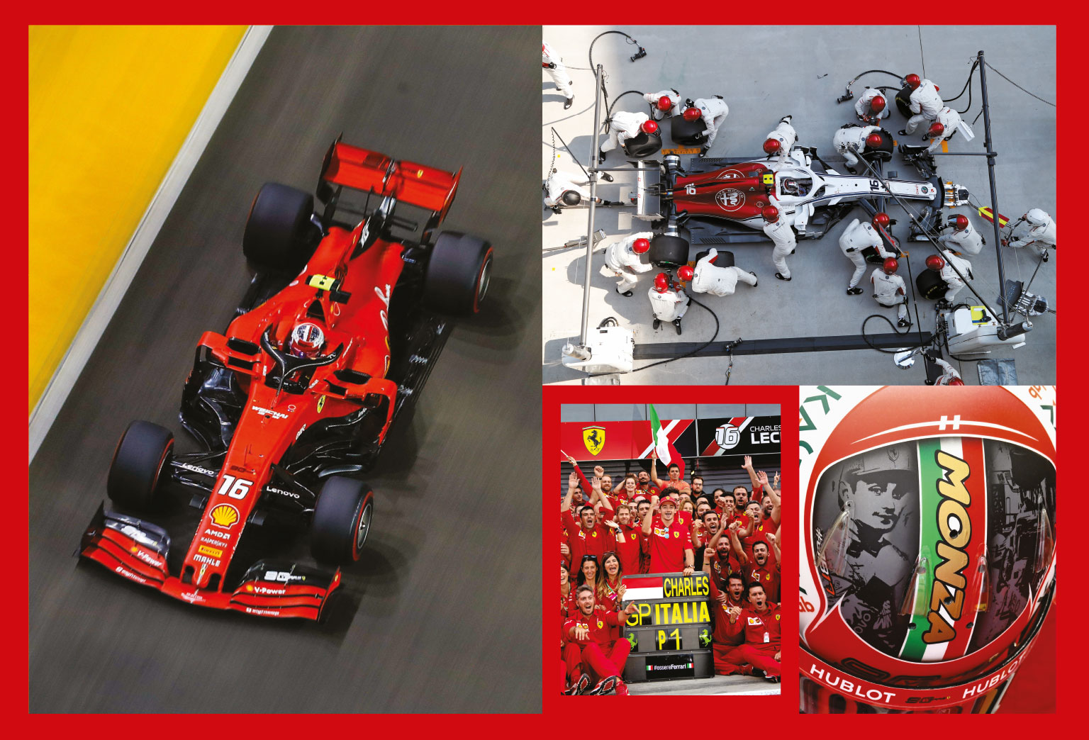 Leclerc would have won in Bahrain (left) had it not been for technical issues. His first year with Sauber-Alfa (top, right) yielded 10 points finishes. Above, his success in Italy made history